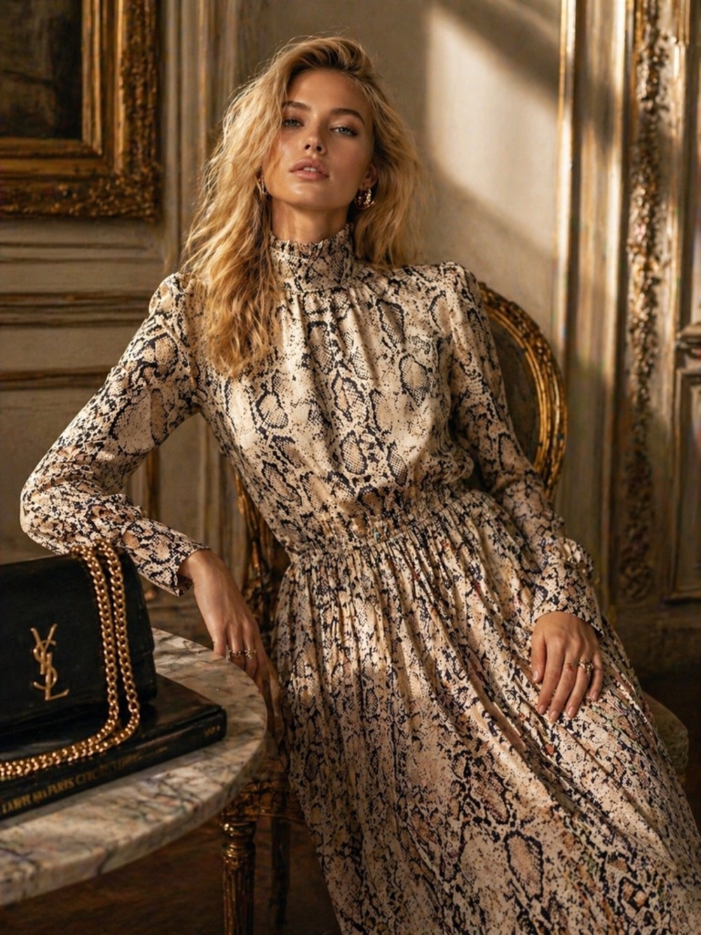 CALI Made Snake Print Pleated Dress – Size S (NWT)